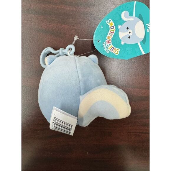 NWT Sol Blue Skunk Squishmallows Backpack Clip 3.5 Inches - Picture 3 of 5